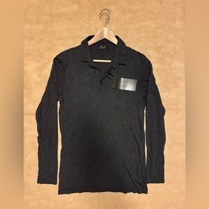 Brand NEW with labels ZARA Men’s MEDIUM Long Sleeve Grey/Charcoal Polo Top